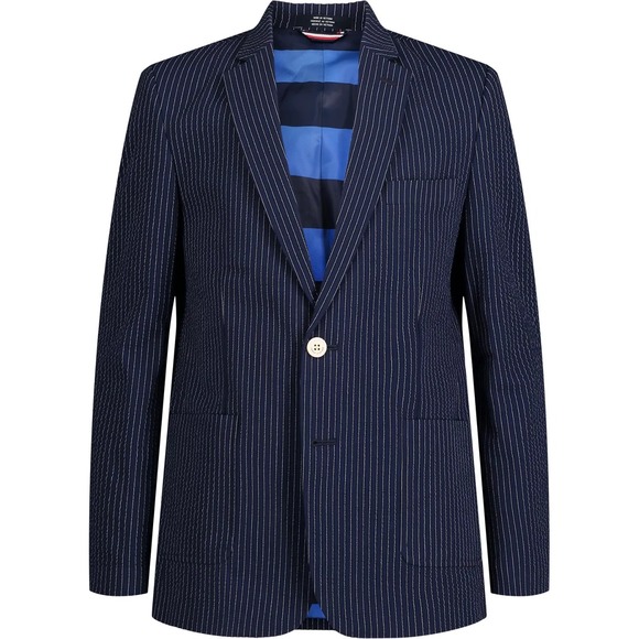 Tommy Hilfiger Boys Seersucker Stripe Suit Jacket Navy Size 14 New $125